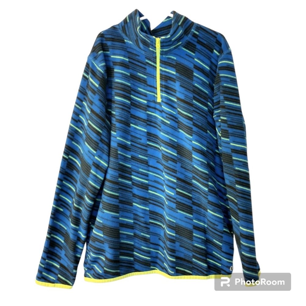 Boy's Xersion Blue Back Yellow Long Sleeve 1/4 Zip Fleece Size Medium 8/10